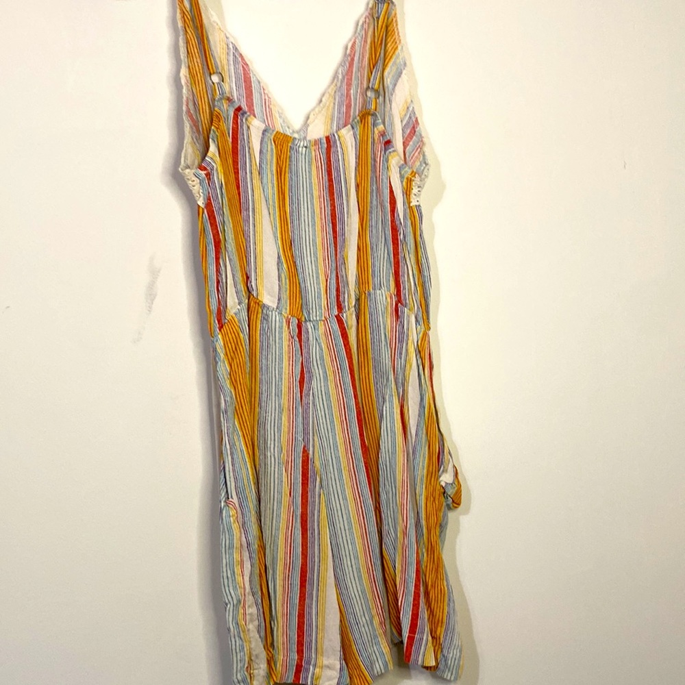 Nevena Rae Lace Eyelet Striped Romper Medium Multicolored - Picture 2 of 4